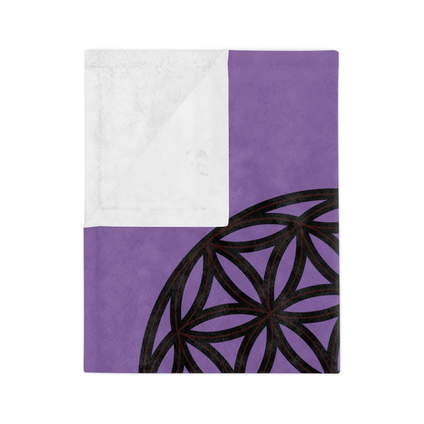 Lavender Velveteen Microfiber Blanket with Flower of Life Design, Cozy Throw for Meditation, Home Decor, Gift for Yoga Lovers
