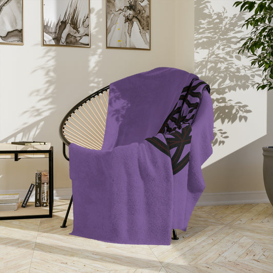 Lavender Velveteen Microfiber Blanket with Flower of Life Design, Cozy Throw for Meditation, Home Decor, Gift for Yoga Lovers