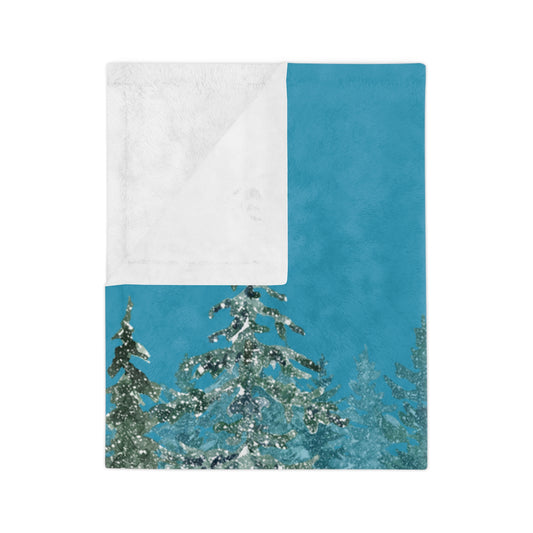 Cozy Winter Forest Blanket, Plush Throw, Snuggle Blanket, Holiday Décor, Gift for Her, Warm Soft Blanket