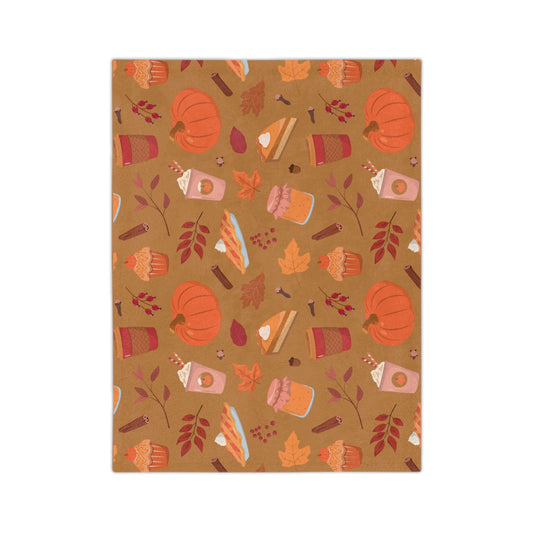 Cozy Fall Blanket, Pumpkin Spice Blanket, Autumn Decor Throw, Microfiber Comforter, Seasonal Home Accessory, Snuggly Gift