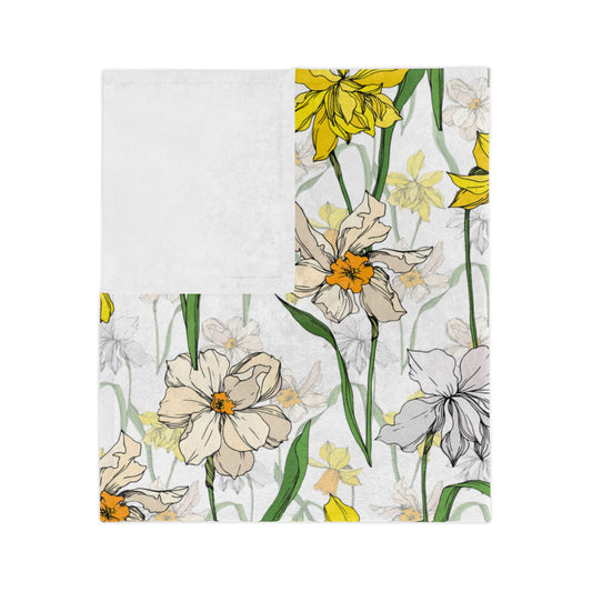 Spring Floral Velveteen Blanket, Cozy Throw for Home Decor, Perfect Gift for Mother's Day, Easter, or Housewarming