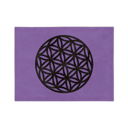 Lavender Velveteen Microfiber Blanket with Flower of Life Design, Cozy Throw for Meditation, Home Decor, Gift for Yoga Lovers