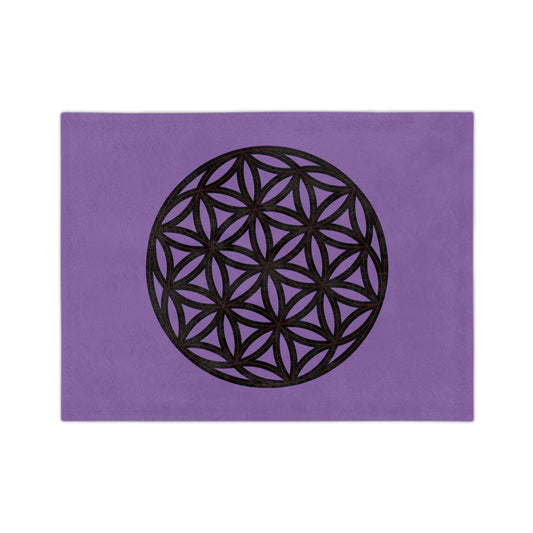 Lavender Velveteen Microfiber Blanket with Flower of Life Design, Cozy Throw for Meditation, Home Decor, Gift for Yoga Lovers