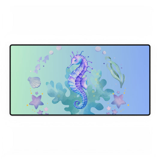 Ocean-Inspired Desk Mat - Magical Seahorse Design, Desktop Organizer, Office Décor, Nautical Gifts, Home Workspace Essentials