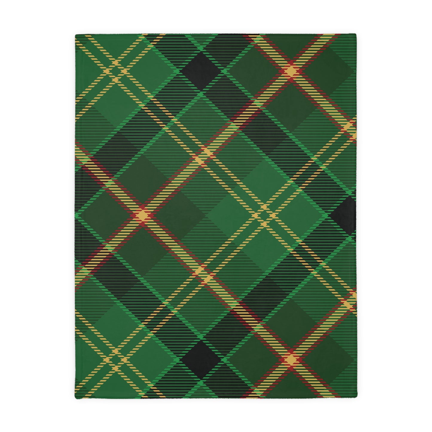 Cozy Plaid Velveteen Microfiber Blanket, Two-Sided Print, Perfect Gift for Cozy Nights, Home Decor, Holiday Snuggles, Green Blanket