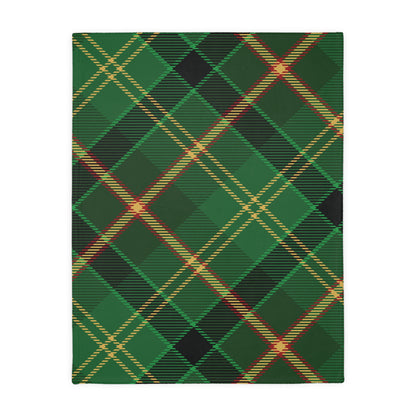 Cozy Plaid Velveteen Microfiber Blanket, Two-Sided Print, Perfect Gift for Cozy Nights, Home Decor, Holiday Snuggles, Green Blanket