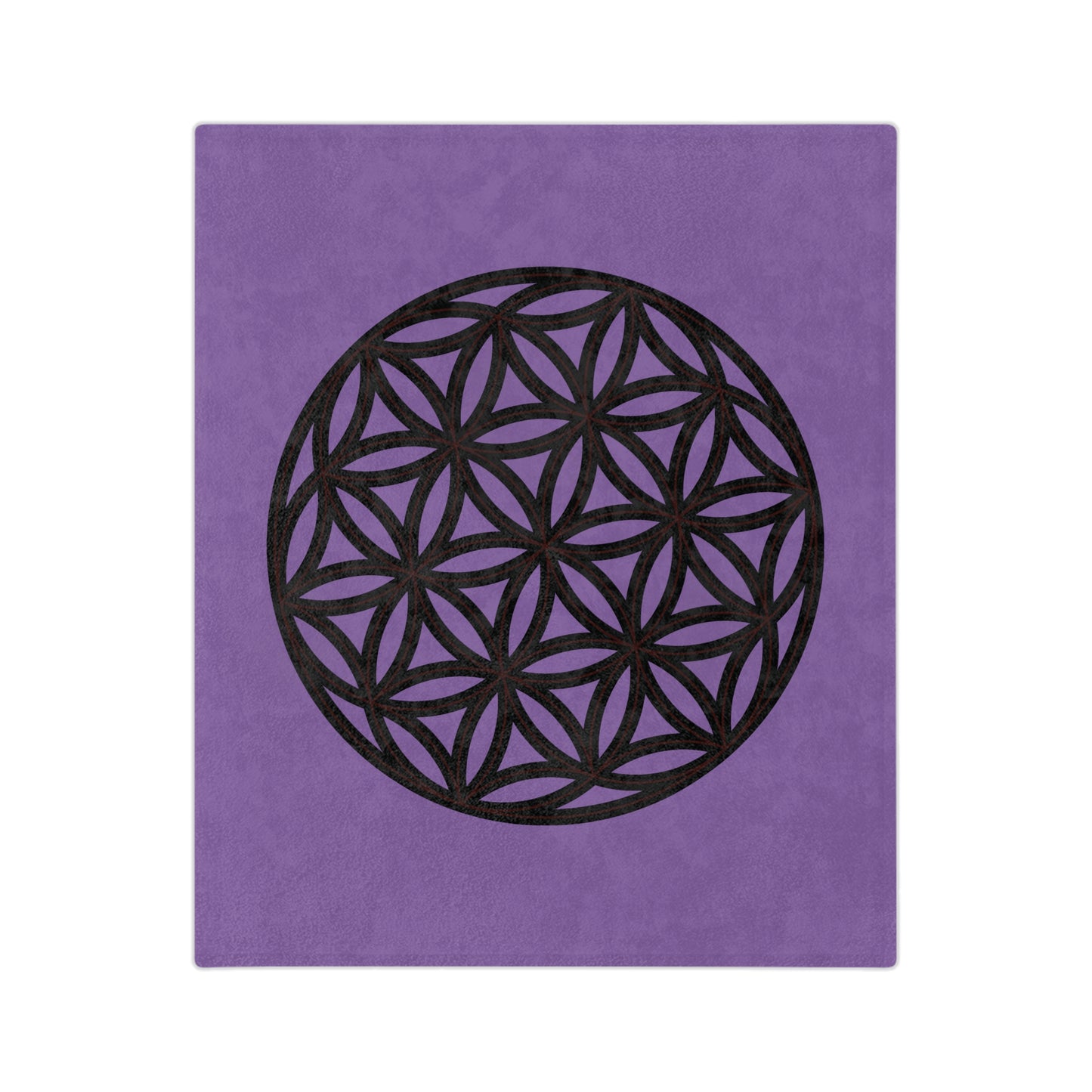 Lavender Velveteen Microfiber Blanket with Flower of Life Design, Cozy Throw for Meditation, Home Decor, Gift for Yoga Lovers