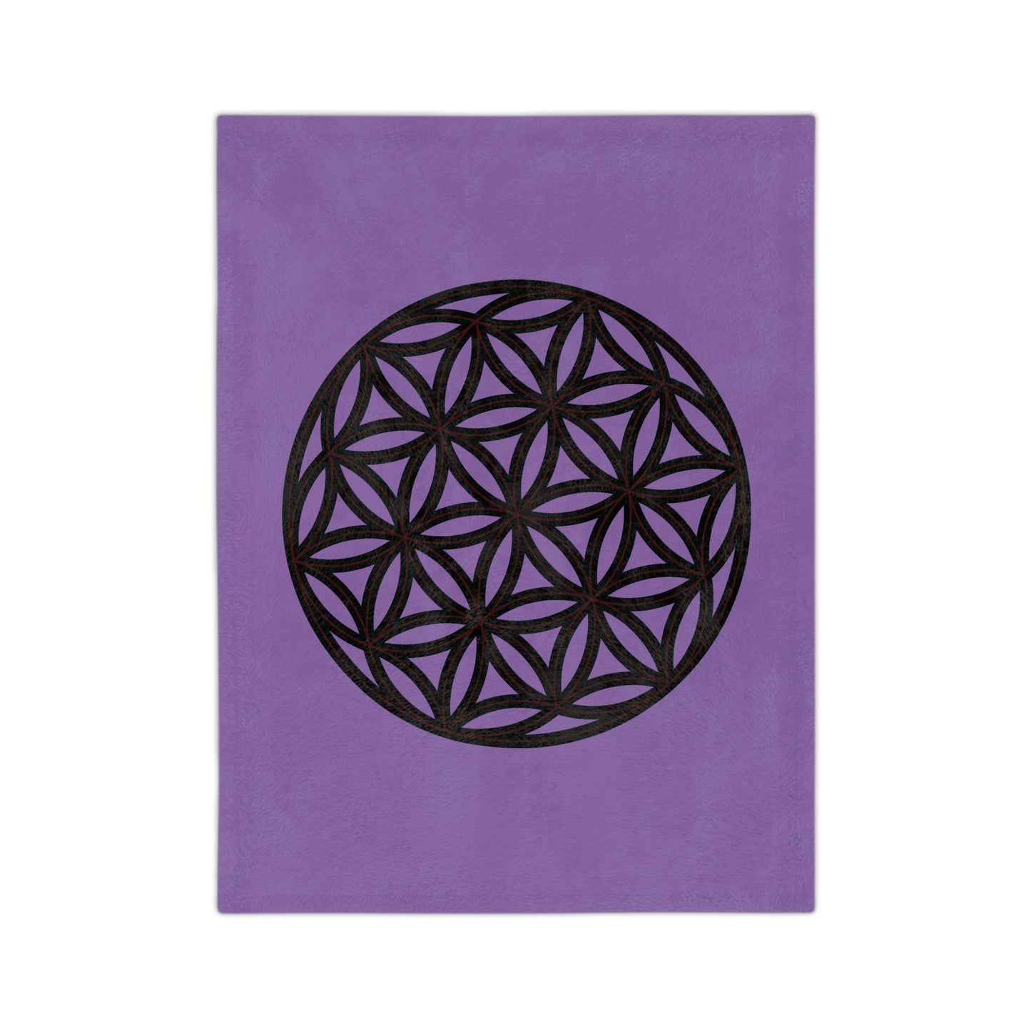 Lavender Velveteen Microfiber Blanket with Flower of Life Design, Cozy Throw for Meditation, Home Decor, Gift for Yoga Lovers